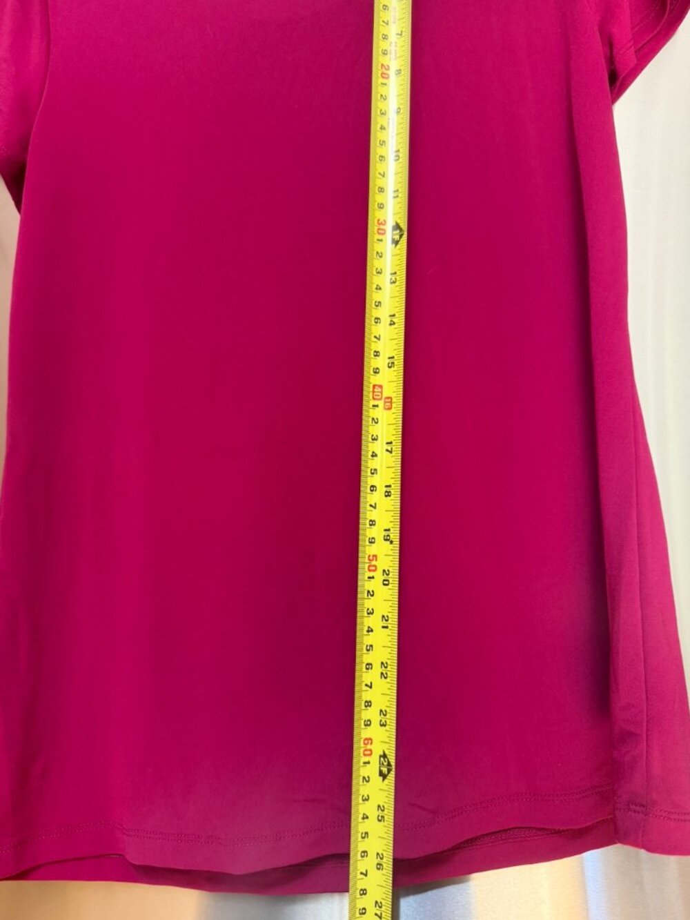 Liz Claiborne hot pink short sleeve pleated scoop neck knit blouse M - Picture 4 of 6